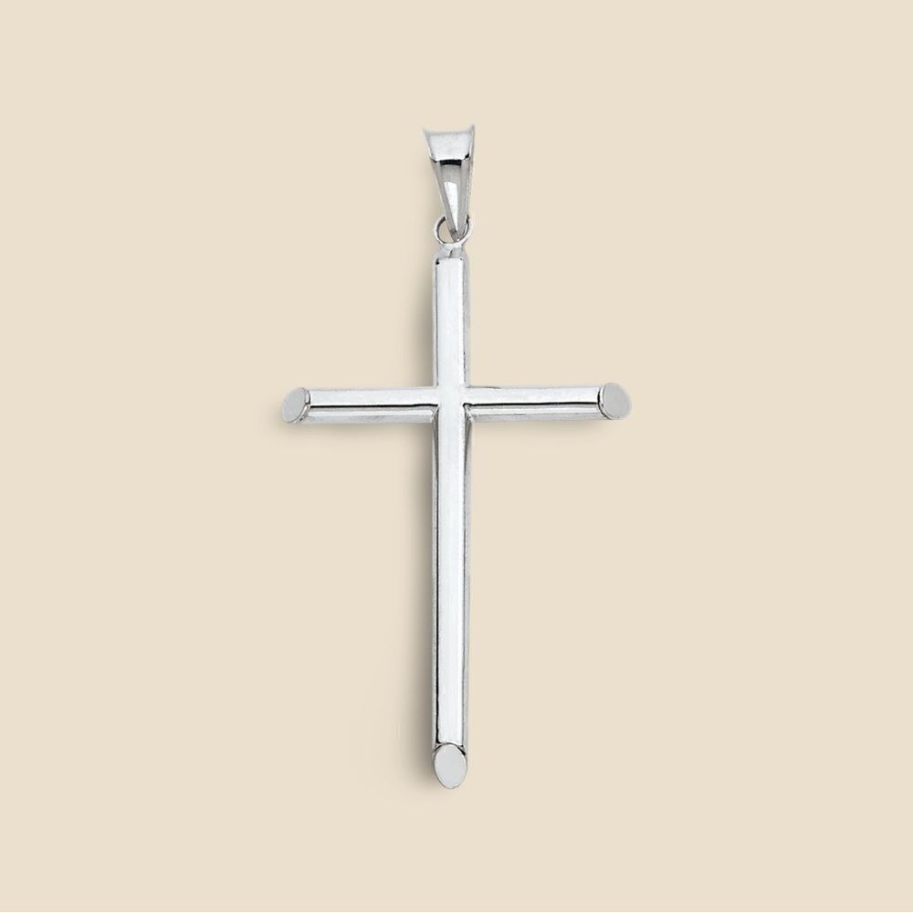 14K Real White Gold Cross Pendant | Elegant Religious Jewelry |